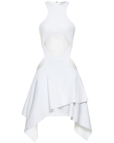 The Attico Magnolia Ribbed Cotton Jersey Mini Dress - White