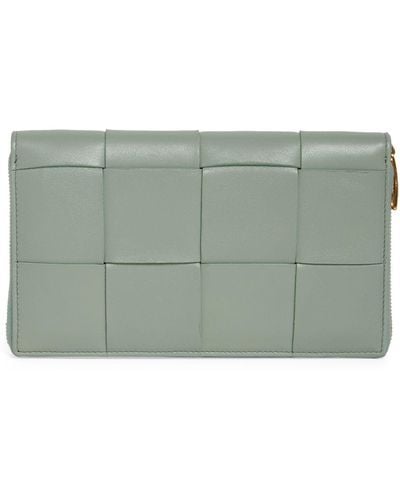 Bottega Veneta Cassette Leather Zip Around Wallet - Green