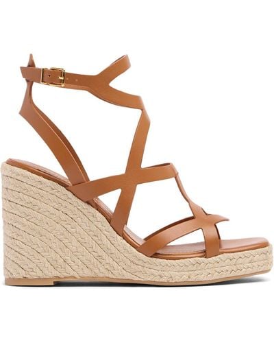 Zimmermann 110mm Bay Leather Wedge Sandals - Natural