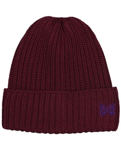 Needles Logo Wool Knit Hat - Red