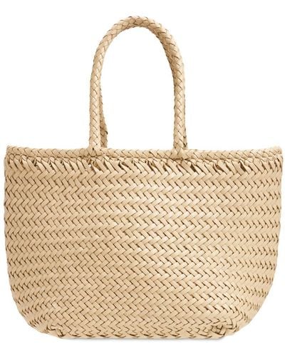 Dragon Diffusion Grace Small Woven Leather Basket Bag - Natural