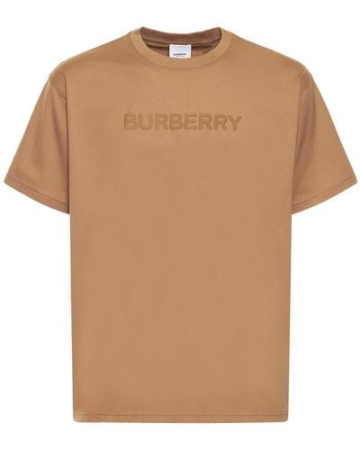 Burberry Camiseta de jersey de algodón con logo - Marrón