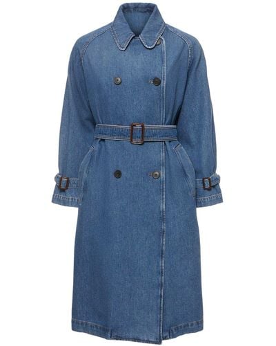 Weekend by Maxmara Blasy Belted Denim Trench Coat - Blue