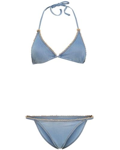 Ermanno Scervino Set bikini effetto denim - Blu