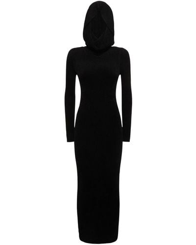 Alexandre Vauthier Viscose Blend Jersey Hooded Long Dress - Black