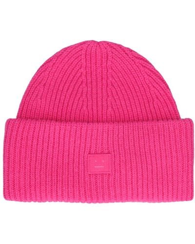 Acne Studios Cappello beanie pansy 'n face in lana - Rosa