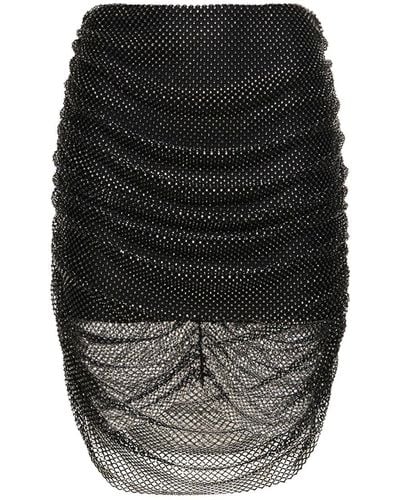 GIUSEPPE DI MORABITO Embellished Embroidered Mesh Mini Skirt - Black