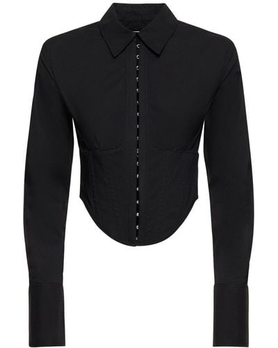 Dion Lee Cotton Blend Poplin Corset Crop Shirt - Black