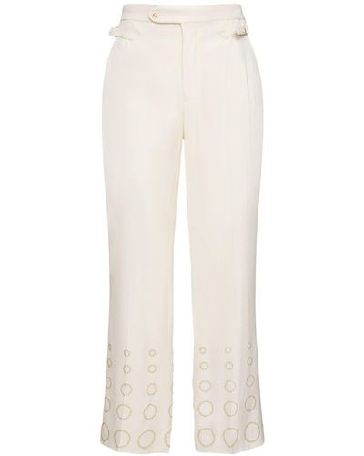 Casablancabrand Wool Gradient Formal Straight Pants - White