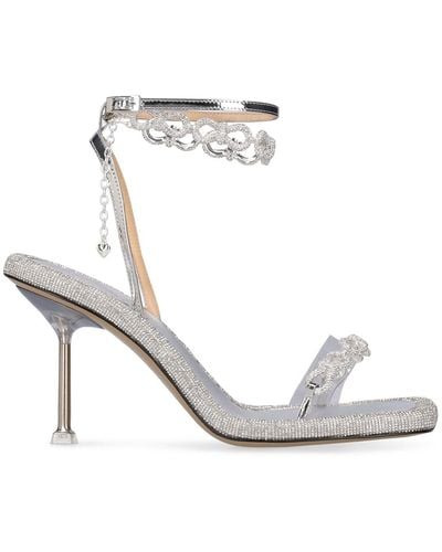 Mach & Mach 95Mm Crystalized Bow Sandals - White