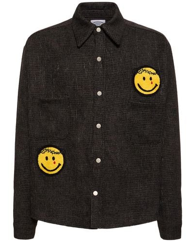 Someit Tweed Shirt Jacket W/Patches - Black