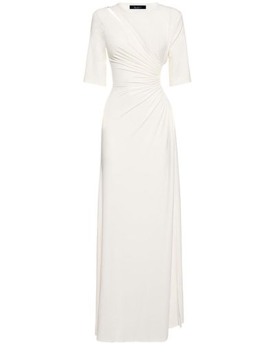 Sid Neigum Bamboo Gathered Jersey Cutout Long Dress - White