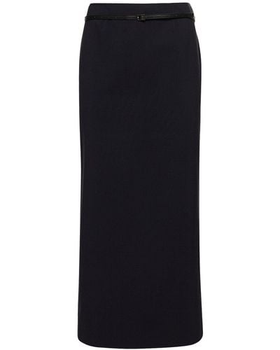 16Arlington Falda larga de lana con cinturón - Negro