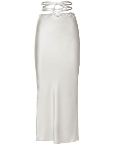 Christopher Esber Loop Wrap Silk Satin Long Skirt - White
