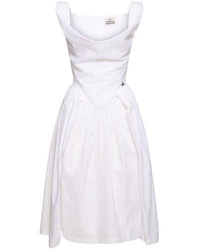 Vivienne Westwood Sunday Poplin Corset Midi Dress - White
