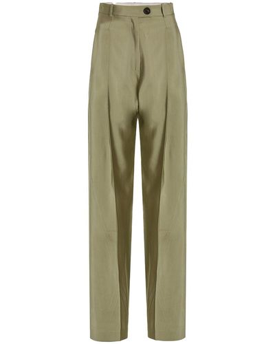 Peter Do Viscose & Wool Satin Tailored Pants - Green
