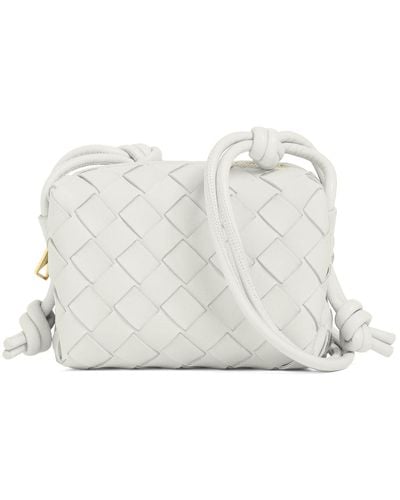 Bottega Veneta Micro Loop Leather Shoulder Bag - White