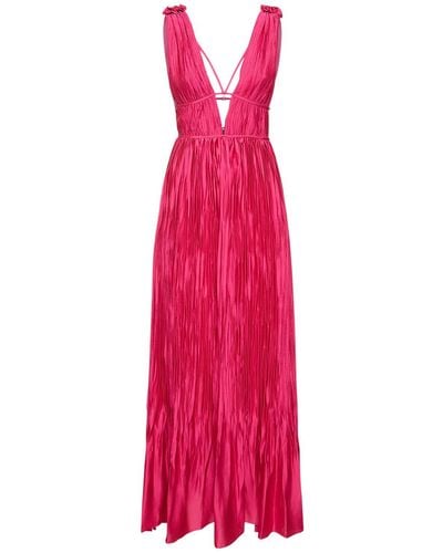 Jonathan Simkhai Ostara Pleated Tech Long Dress - Pink