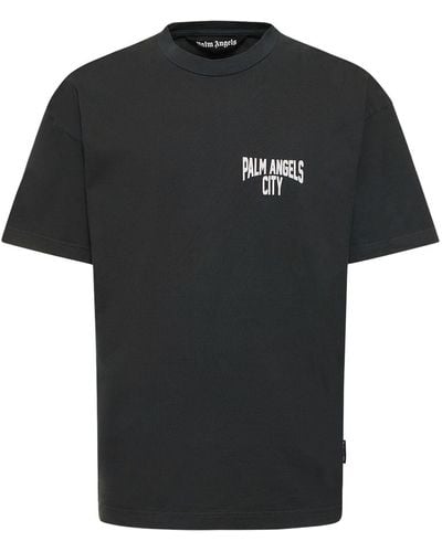 Palm Angels T-shirt en coton à logo pa city - Noir