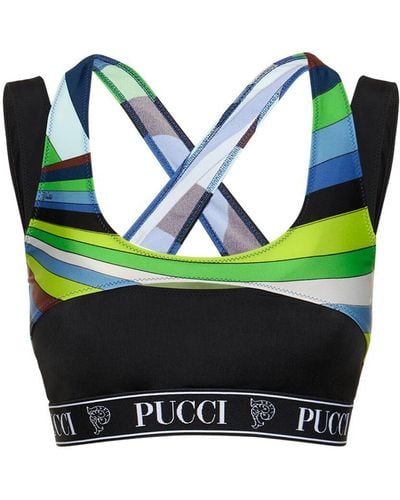 Emilio Pucci Crop top en lycra imprimé iride - Vert