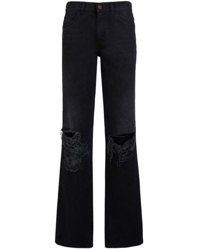 The Row Carel Distressed Midrise Straight Jeans - Blue