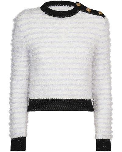 Balmain Suéter corto de tweed - Blanco