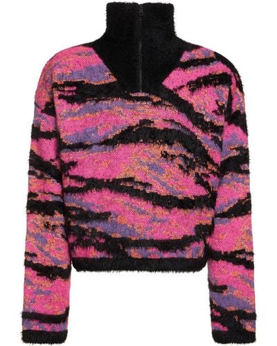 ERL Mohair Blend Jacquard Sweater - Pink