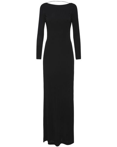 DSquared² Open Back Viscose Jersey Long Dress - Black