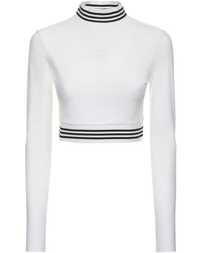 adidas Originals Langärmeliges, Kurzes T-shirt Aus Baumwollmischung - Weiß