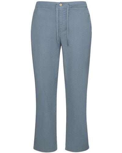 Frescobol Carioca Pantaloni des in lino e cotone stretch - Blu