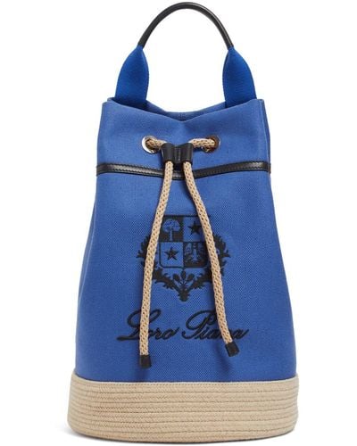 Loro Piana Sailor Canvas Bucket Bag - Blue