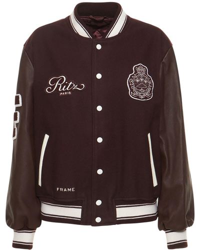 FRAME Ritz Cotton Varsity Jacket - Brown