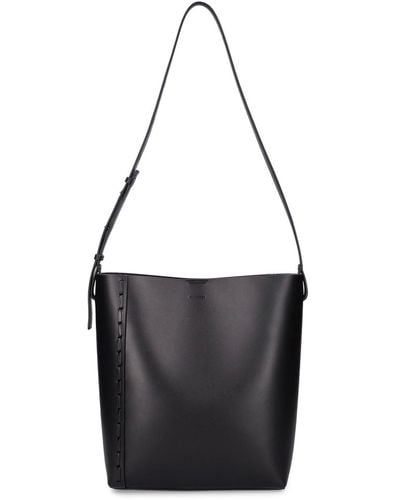 Jil Sander Medium Stitching Leather Tote Bag - Black