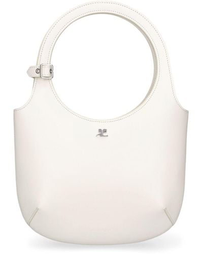 Courreges Holy Leather Top Handle Bag - White