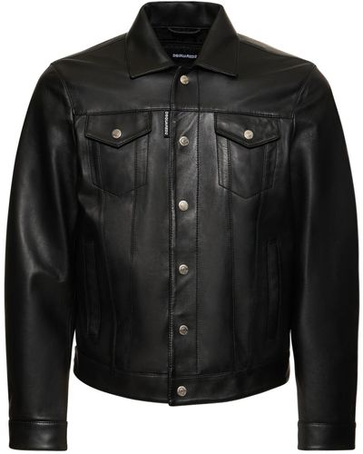 DSquared² Jacke Aus Leder "dan" - Schwarz