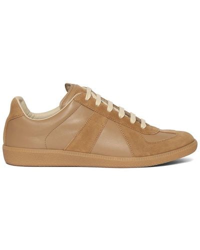 Maison Margiela Replica Leather Sneakers In Chamois - Brown