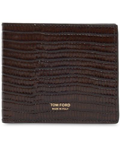 Tom Ford Brieftasche Aus Geprägtem Leder - Braun
