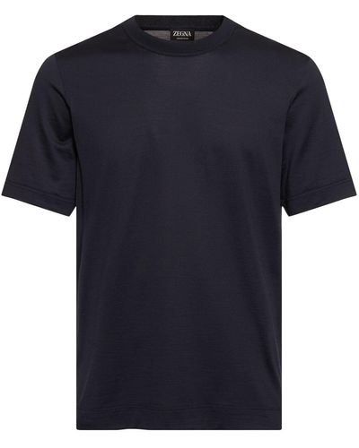 Zegna T-shirt Aus Baumwolle Und Seide "legerissimo" - Blau