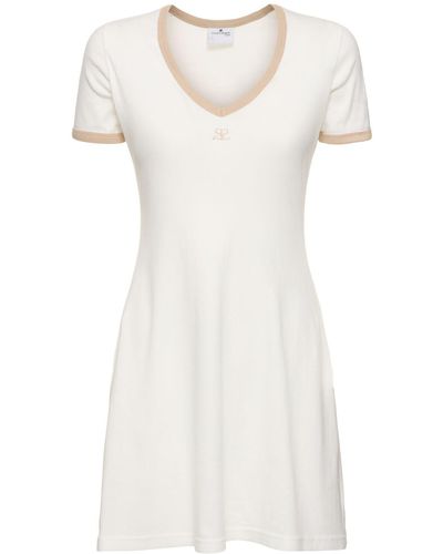 Courreges Contrast V-neck Cotton Mini Dress - White