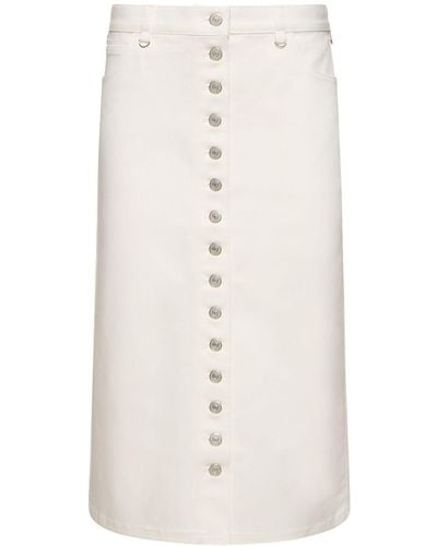 Courreges Multiflex Cotton Denim Midi Skirt - White