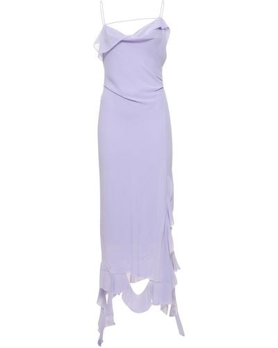 Acne Studios Ruffled Chiffon Long Dress - Purple