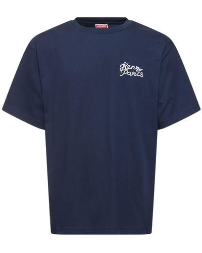 KENZO Oversized T-shirt Aus Baumwolle Mit Logo - Blau