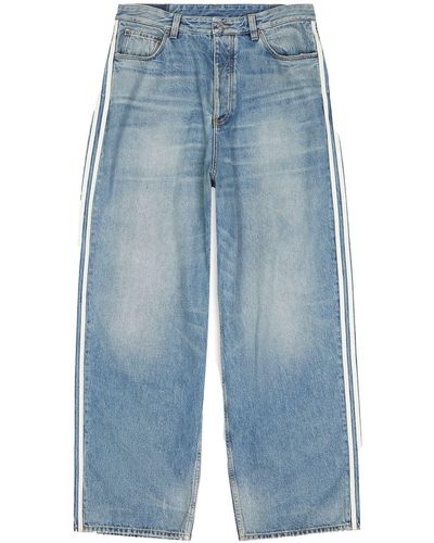 Balenciaga X adidas Straight-Leg-Jeans mit Streifen - Blau