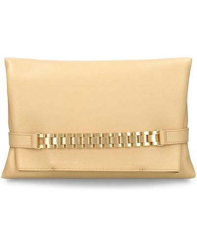 Victoria Beckham Chain Leather Pouch - Natural