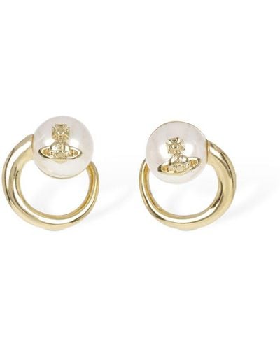 Vivienne Westwood Orecchini carola con perle d'imitazione - Metallizzato