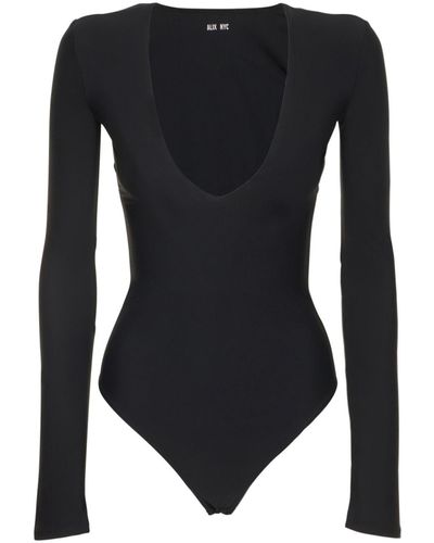 Alix Irving Long-sleeve Jersey Bodysuit - Black