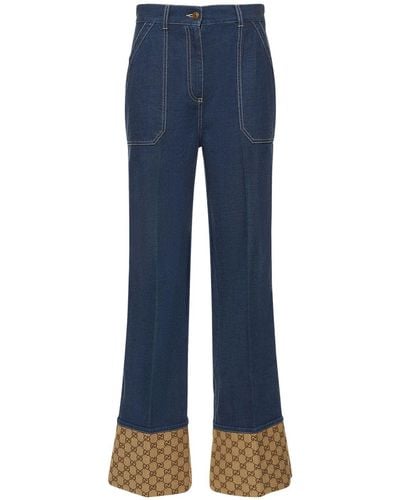 Gucci Jeans vita alta in cotone - Blu