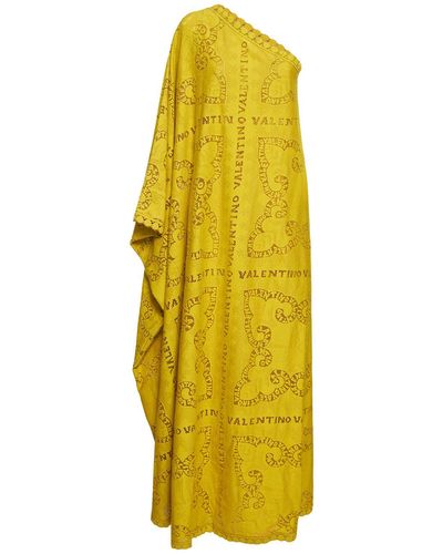 Valentino Langes Kleid Aus Guipure-spitze - Gelb