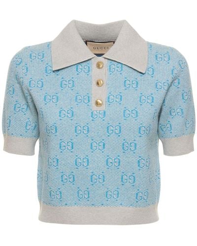 Gucci Polo en laine gg - Bleu