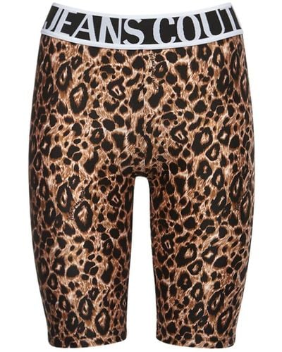 Versace Leopard Print Lycra Cycling Shorts - Multicolor